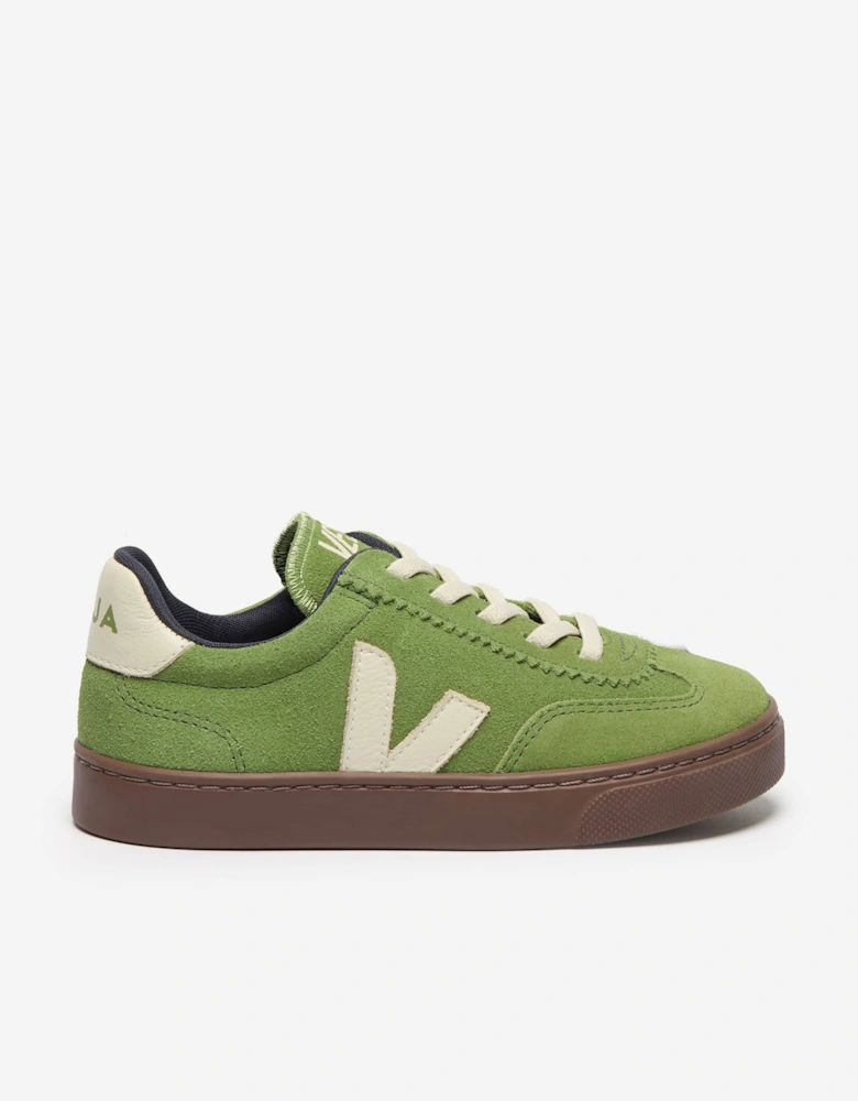 Kids Suede Small Volley Trainers in Green