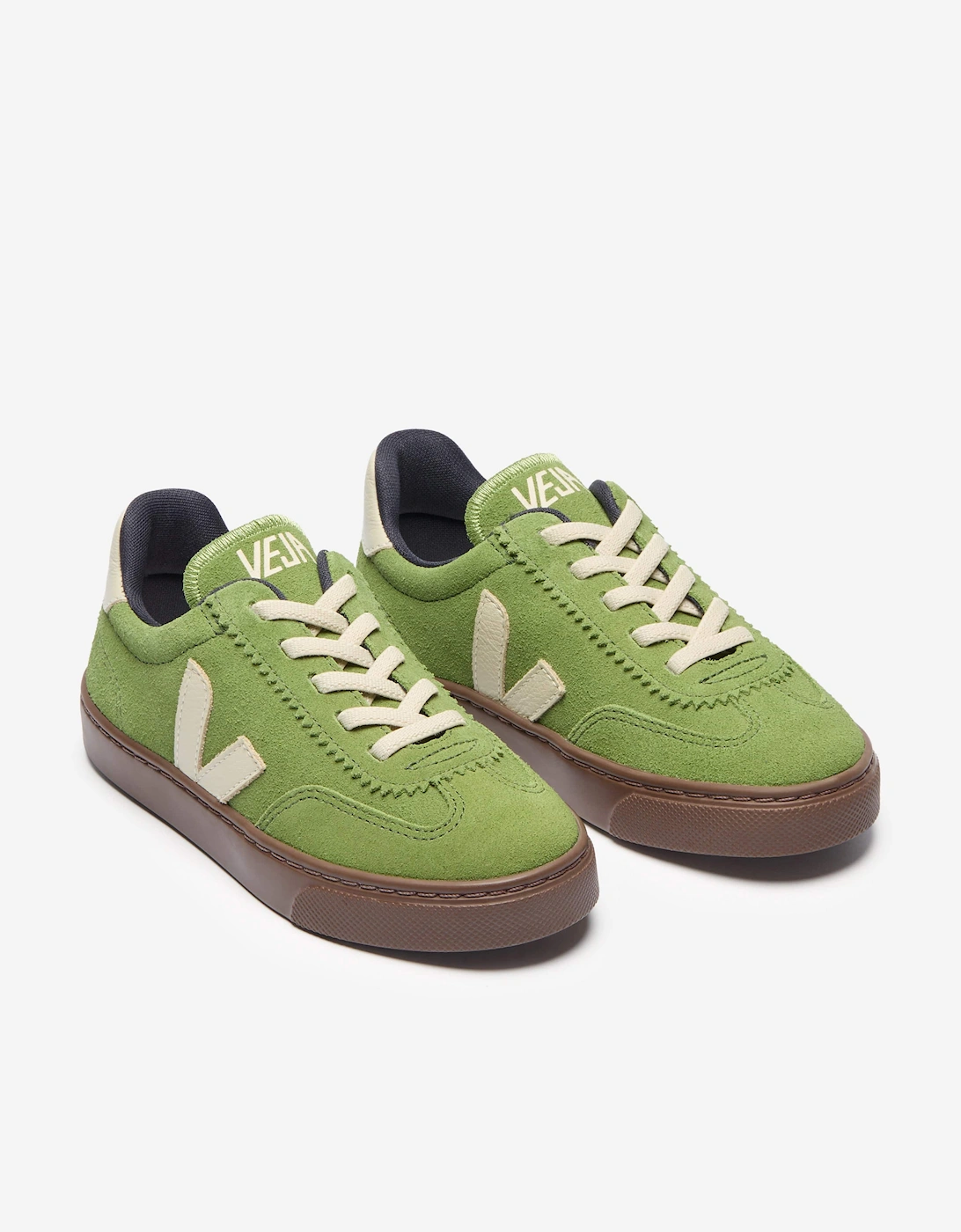 Kids Suede Small Volley Trainers in Green