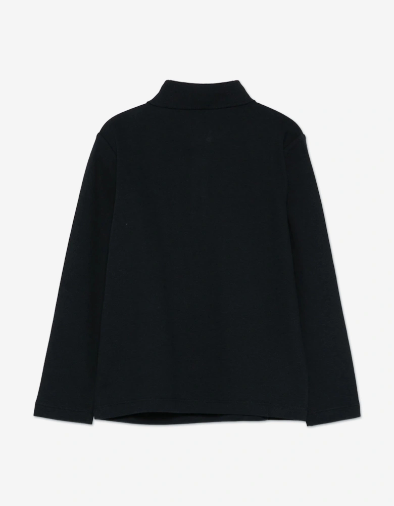 Boys Long Sleeve Logo Polo Shirt in Navy