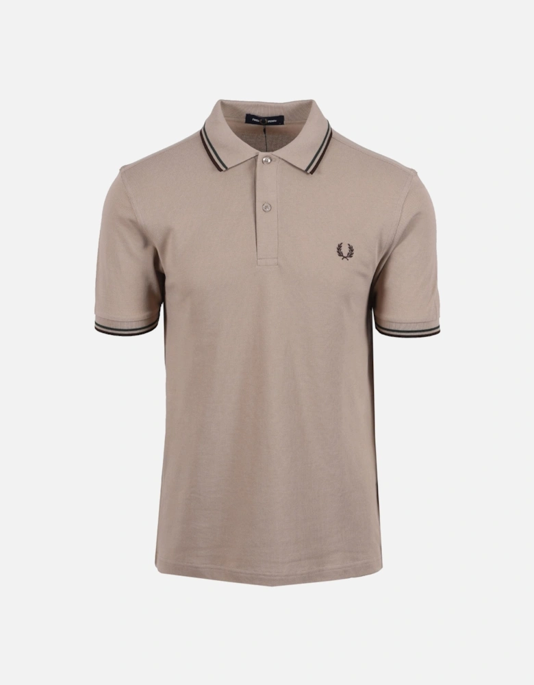 TWIN TIPPED POLO WARM OAT/COURT GREEN/BURNT TOB
