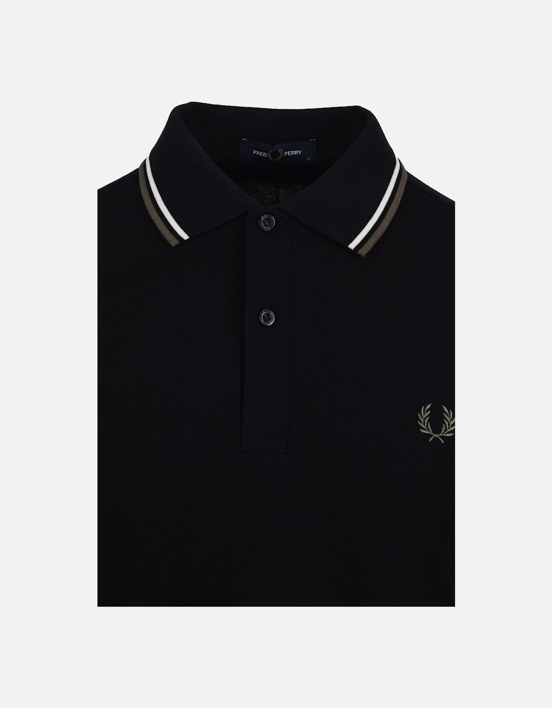 LS TWIN TIPPED POLO BLACK/ECRU/LRLWR