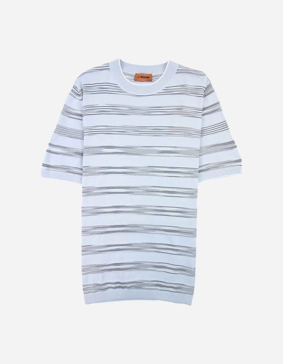 Stripe Cotton & Viscose Crewneck T Shirt Sky Blue S016f, 4 of 3