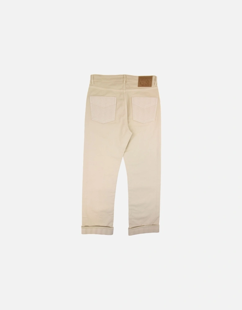 Knitted Inserts Stretchy 5 Pocket Trouser Cream S016s