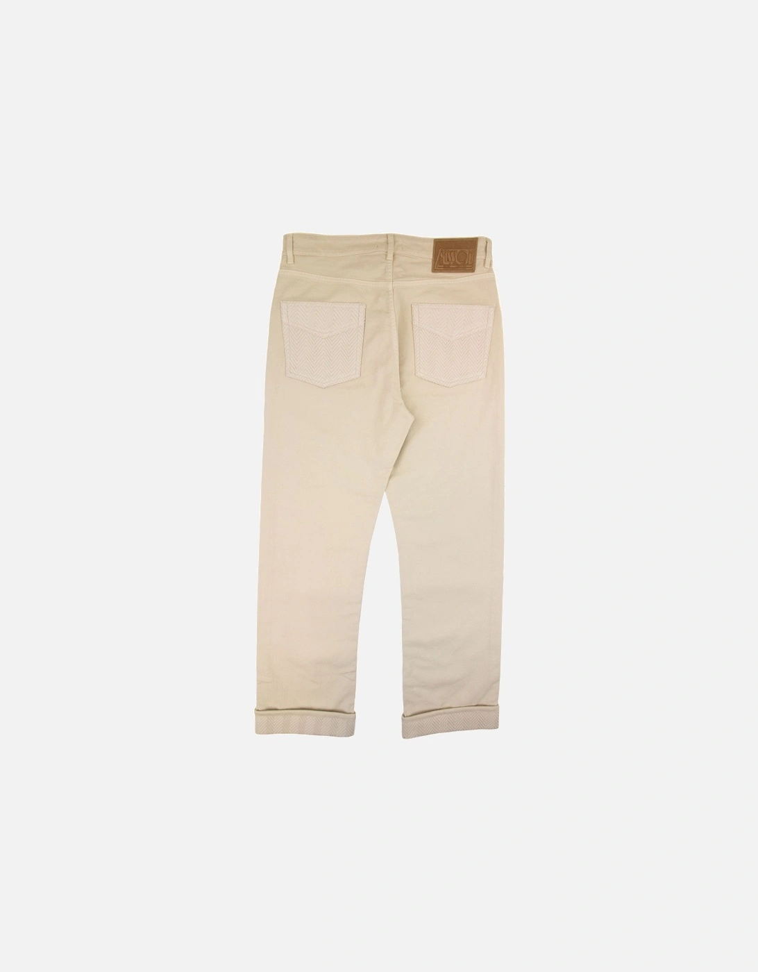 Knitted Inserts Stretchy 5 Pocket Trouser Cream S016s