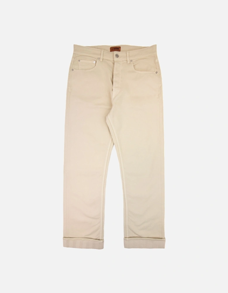 Knitted Inserts Stretchy 5 Pocket Trouser Cream S016s