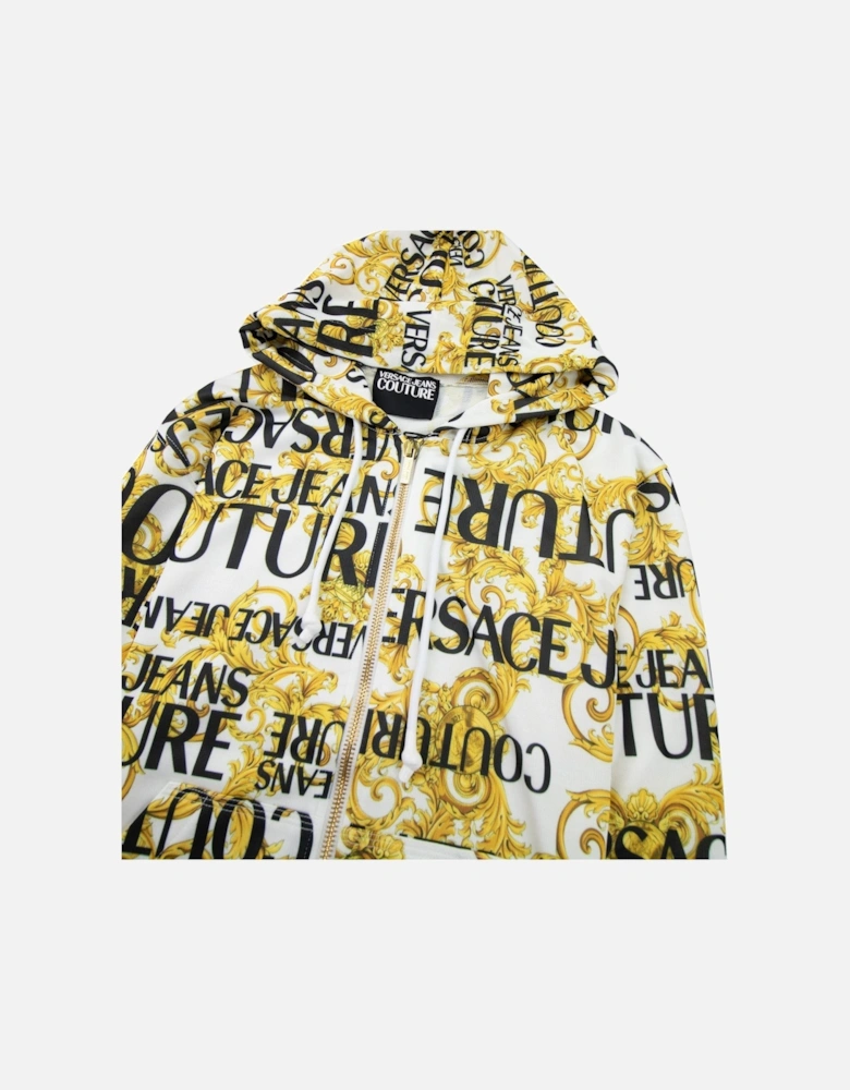 Jeans Couture Baroque Print Zip Hoody White
