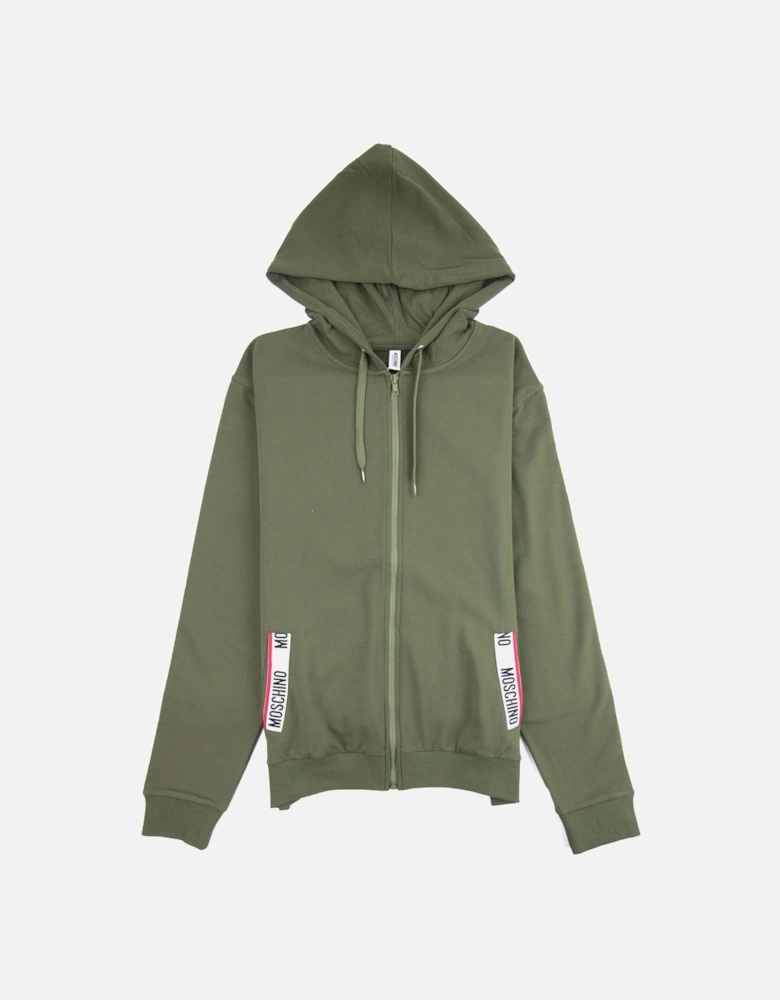 Underwear Tape Logo Pocket Zip Up Hoody Khaki 0430