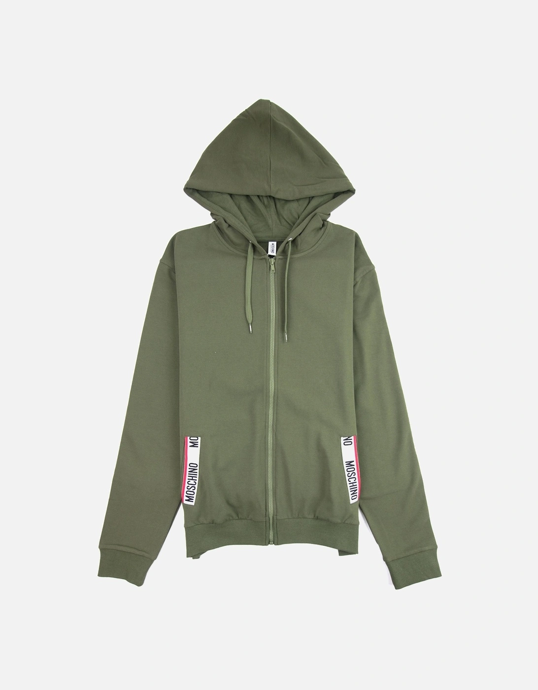 Underwear Tape Logo Pocket Zip Up Hoody Khaki 0430, 4 of 3