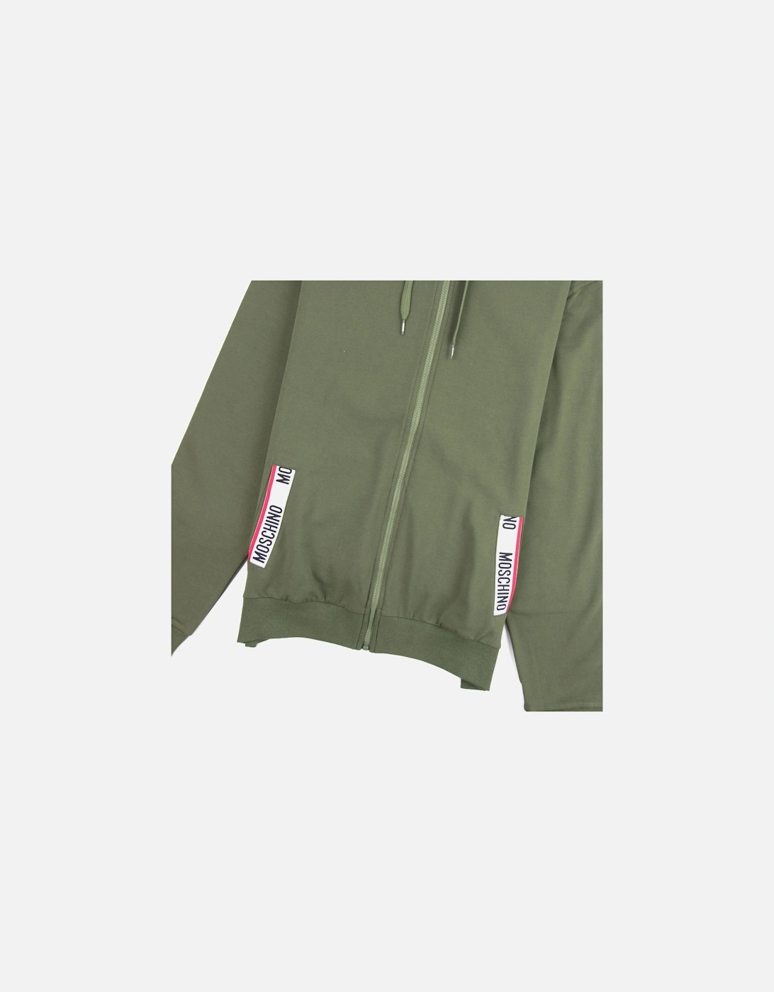 Underwear Tape Logo Pocket Zip Up Hoody Khaki 0430