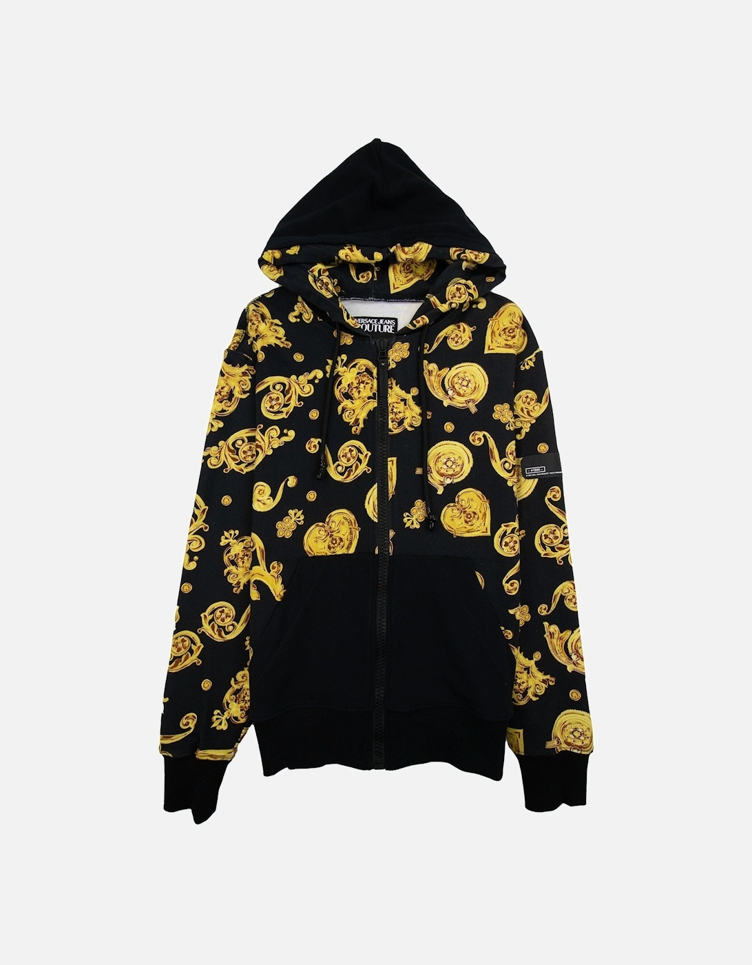 Jeans Couture All Over Printed Brocade Zip Up Hoodie Black, 6 of 5