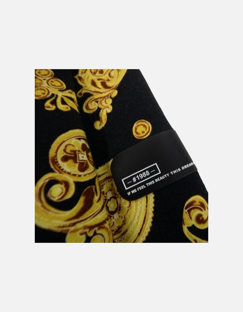 Jeans Couture All Over Printed Brocade Zip Up Hoodie Black