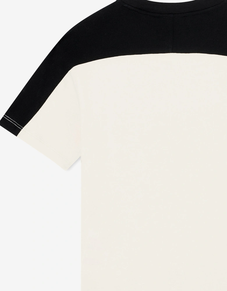 Emporio Armani Boys Train Athletic Colourblock T-Shirt in Ivory