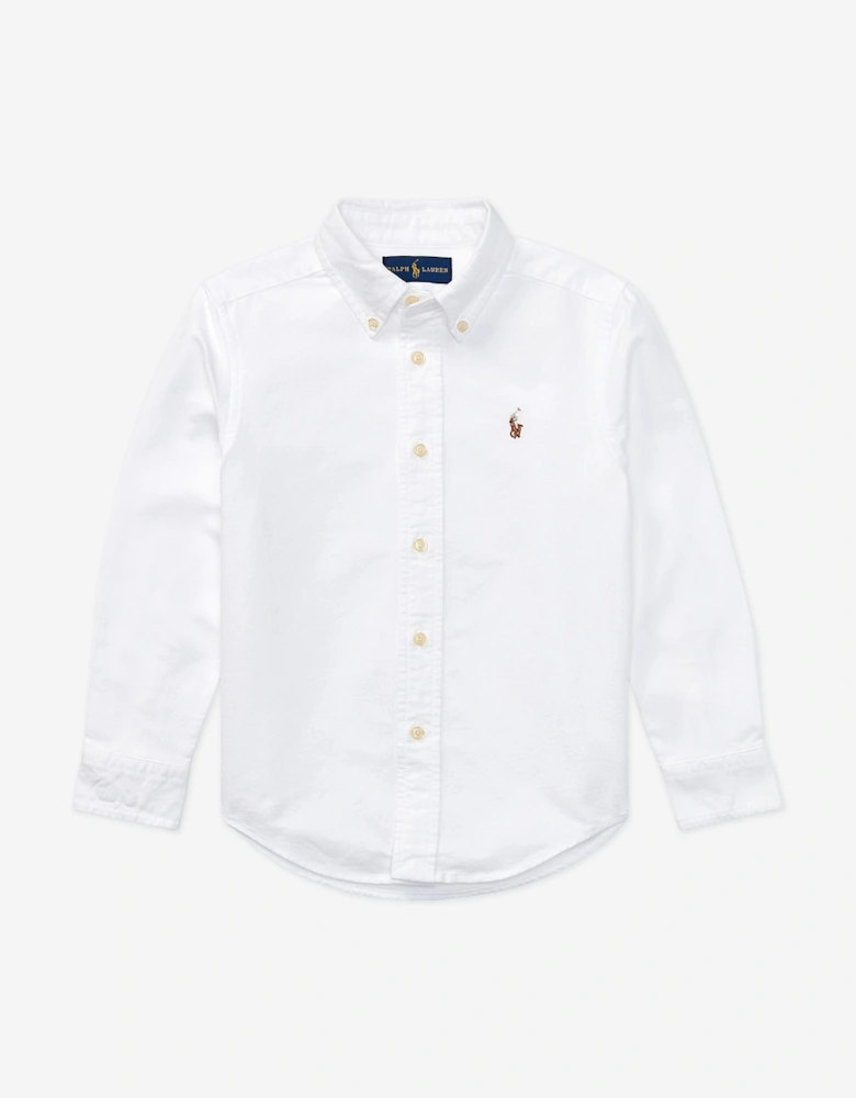 Boys Logo Oxford Shirt in White