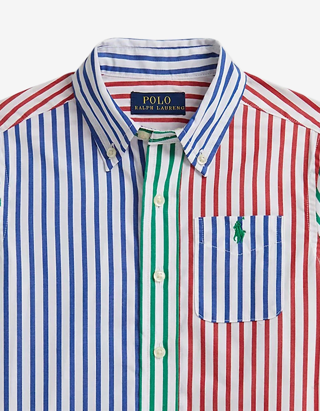 Boys Striped Poplin Shirt in Multicolour