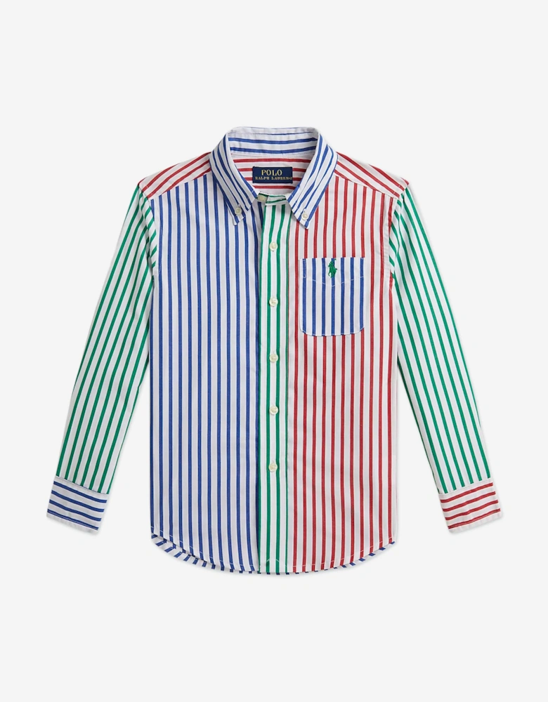 Boys Striped Poplin Shirt in Multicolour